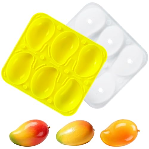 Wilewir Mango Mold Silicone for Baking Pastry 6-Cavity Mango Shape Silicone Mold for Baking Pudding 3D Mango Fruit Molds Silicone for Pastry Pudding Chocolate Candy Ice Cream