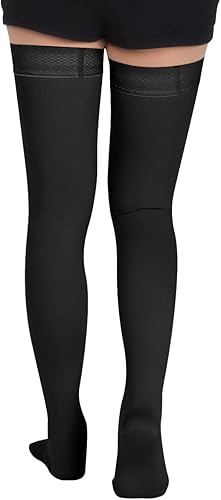 Miniatura 2 de SKYFOXE Medias médicas de alta compresión para muslos de 20 a 30 mmHg para mujeres y hombres, circulación firme con puntos de silicona