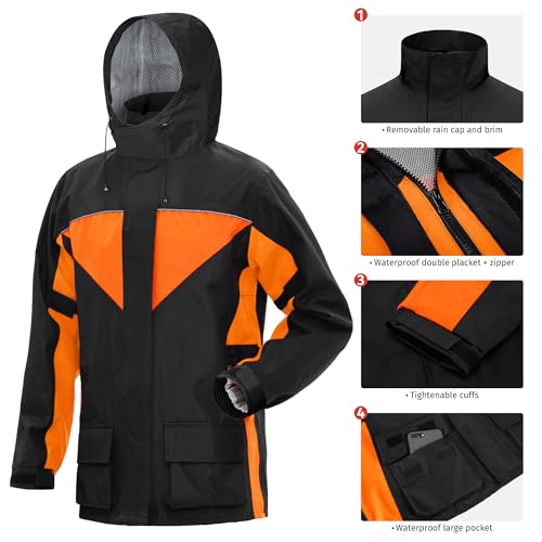 iCreek Fatos de chuva para motocicletas para homens e mulheres, impermeável, anti-tempestade, capa d