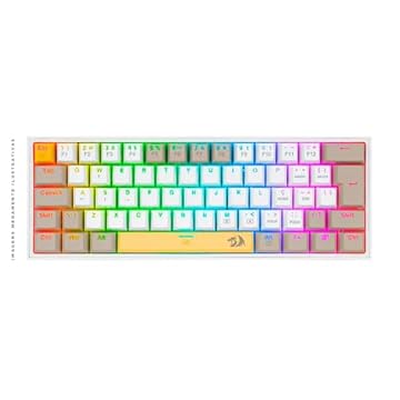 TECLADO MECANICO GAMER FIZZ RGB AMARELO BRANCO E CINZA SWITCH MARROM