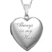 PicturesOnGold.com Always in My Heart Silver Heart Locket Pendant Necklace - 2/3 Inch X 2/3 Inch - Includes Sterling Silver 18 inch Cable Chain