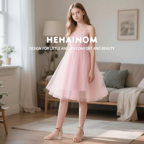 Image of Hehainom Girls Dress Shoes Heels Sandals Little Big Kids Square-Toe Ankle Strap Wedding Party Flower Girls Shoes