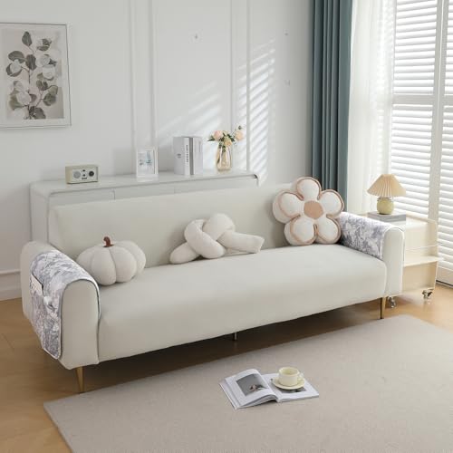 Image of HOKIPO Printed Waterproof + Anti-Slip + Quick Dry Sofa Armrest Cover with Pockets (2Pcs), Motifs Cloud Grey (AR-5237-P4-L*2)