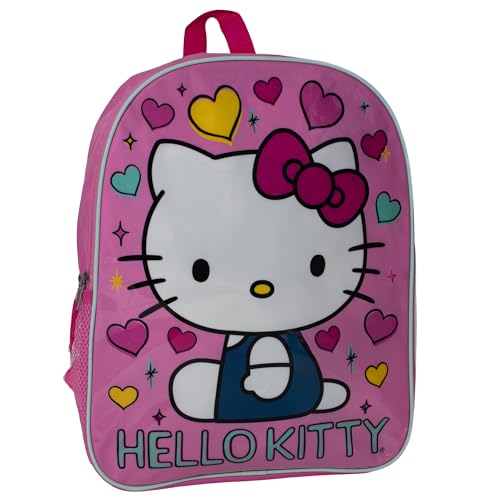 AI ACCESSORY INNOVATIONS Hello Kitty Kids Backpack, Elementary School Girls Book Bag with Padded Straps, Pink