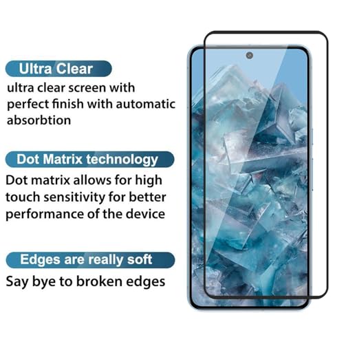 Image of Advanced Black Border Tempered Glass Screen Protector For Google Pixel 8A 5G Cellphone (6.1 Inch,Pack Of 1)|Full Screen Coverage (Except Edges) Screen Protector Guard Protector