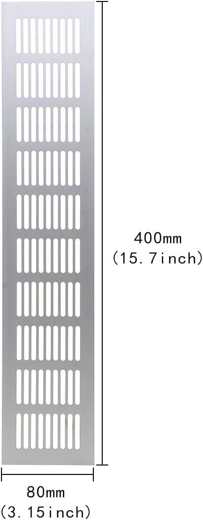RUIAN 6Pcs Metal Air Vent Grille for Wardrobe Shoes Cabinet Sink Kitchen Stove Cabinet Showcase Computer Cabinet Bathroom Door Aluminum Alloy Small Rectangle Ventilation 80mmx400mm