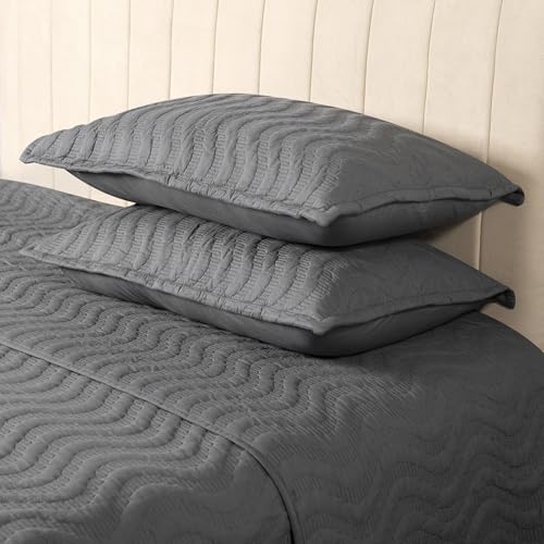 Image of MYTRIDENT Nectarsoft Italian Retreat King Size (228 cm x 274 cm) Bedcover Set, 100% Cotton, Slate