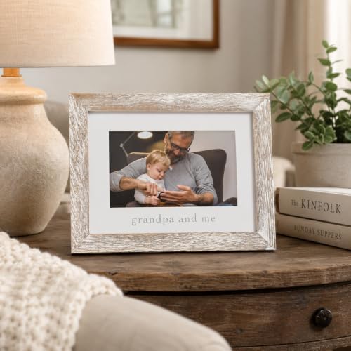 Pearhead Grandpa & Me Keepsake Rustic Picture Frame, New Grandpa Gifts from Baby, Distressed Wood, 4" x 6" - 5