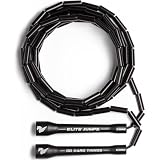 Elite Jumps 1-inch Beaded Jump Rope - Adjustable Rope for Fitness, Cardio, and Agility Training - Black/Black