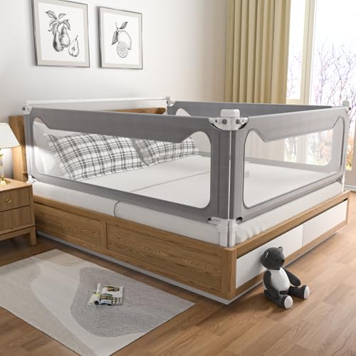 Image of Sephyroth Bed Rails for Toddlers （3 Pack）, Upgrade Height Adjustable Baby Rail Guard Specially Designed for Califormia King Size (3 Pack：82.7x82.7x70.8”)