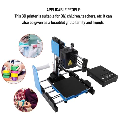 3D Drucker Klein3D-Drucker für Anfänger Unterstützt das Drucken mit Einem Mausklick, 3D-Druckmaschinen mit PLA Filament 10-40mm/s Druckgröße 100x100x100mm (EU -Stecker)