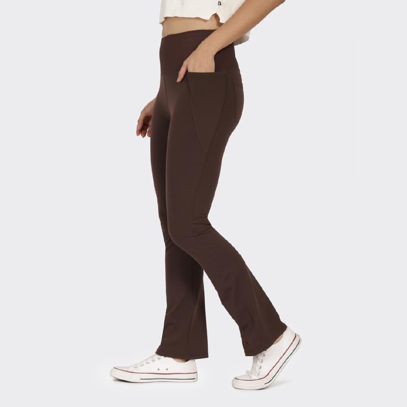 Image of Blissclub Ultimate Flare Pants for Women Above 5'5 ft Tall | Ribbed Waistband, 4 Pockets | High Waist Trousers and Formal Pants for Office wear
