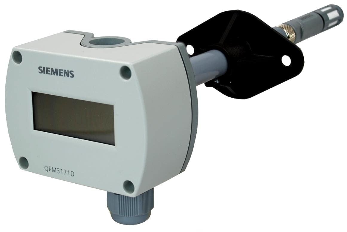 Sensor de temperatura y humedad para montaje en conducto para sistemas HVAC | Transmisor de temperatura y humedad para salas de servidores | Modelo: QFM3171D (con pantalla)
