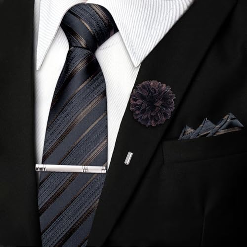 Image of DiBanGu Silk Zipper Ties for Men, Formal Pre-tied Necktie | Adjustable Tie,6PCS,Various Design Styles,Jacquard Woven,Skin-friendly,Practical Gift,Great for Wedding Party,Business Formal