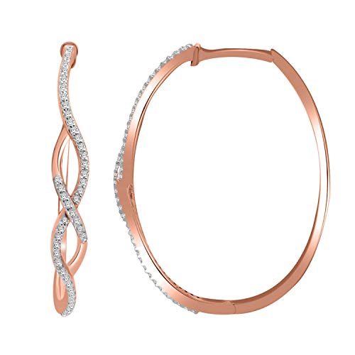 1/3ct.t.w. Inifinity Style Hoop Earrings with Round Diamonds in 14K Rose Gold Over2