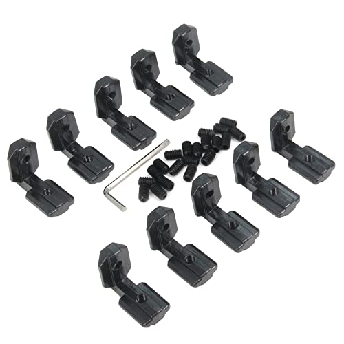 Befenybay 10PCS Black T Slot L-Shape 90 Degree Interior Inside Corner Connector Joint Bracket with Screws for 8mm T Slot Aluminum Extrusion Profile 4040 Series Slot