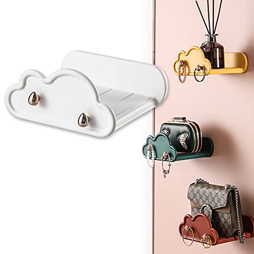 Étagère Murale Cloud Sac À Main, Petit Organisateur De Sac À Main, Étagères Flottantes Modernes Avec Crochet Pour Clé, Étagère De Rangement Murale, Sans Perçage Et Installation Facile,Blanc,1pcs Cover