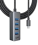 uni USB C 3.0 Hub Adapter, 1,2m USB C auf 4 USB Ports Datenhub [5Gbps, Aluminiumlegierung] kompatibel mit MacBook Pro/Air, iPad Pro/Air, Surface Book, Dell XPS, Samsung Galaxy S8/S7 und mehr
