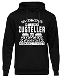 UGLYSHIRT Leg Dich Niemals mit einem Zusteller an Herren Kapuzenpullover | Kurier Hoodie Post Paketzusteller Pullover Kurierfahrer Arbeit Beruf Sprüche | Schwarz (3XL)