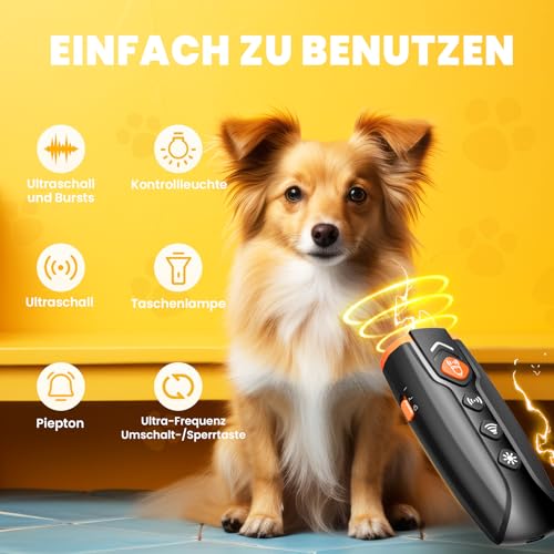HOPFROG Anti Bell Gerät Hunde, Tragbarer Antibell Ultraschall Gerät, Leistungsstarkes Hunde Bellen Stoppen, Hundebellen-Abschreckmittel für Kleine Große Hunde Innen Außenbereich Einstellbare Frequenz