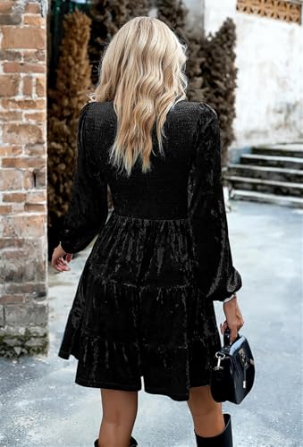 Robe décontractée en velours noir pour vos sorties d'automne - 6