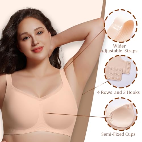 Jelly Wireless Bra for Women, No Underwire Full Coverage Seamless Bra for Everyday Wear, Mesh Lace Design3