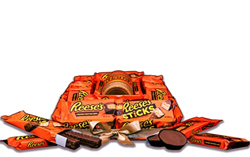 REGALO DULCE Mand Chocolade Geschenk van Amerikaanse bonbons, Doos met bonbons om weg te geven van Reeses Peanut Butter Cups en Peanut Butter, American Candy Box Reeses, 30X30 Cm - Image 5