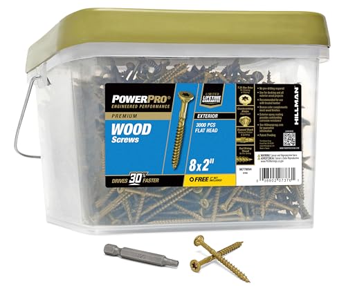 Image of Power Pro Premium Exterior Wood Screws, #8 x 2 Inch All-Purpose Deck Screws for Outdoor Projects, T-25 Star Bit Included, Bronze, 3000 Pieces | 967786V4