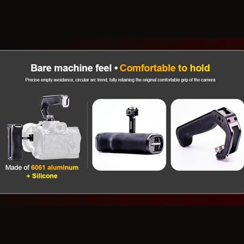 Image of Camera Hand Grip Universal Handle with 3 Cold Shoes, Ergonomic Silicone for NATO Rail & 1 /4 inch Camera Cage (Camera Side Handle)