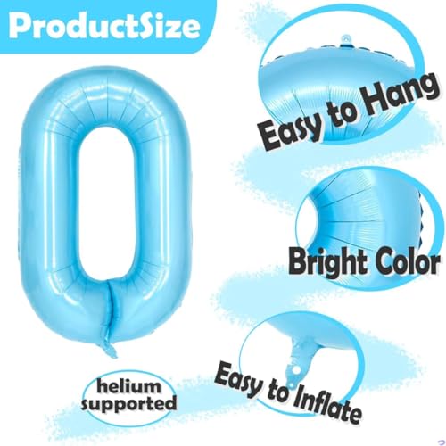 Image of Light Blue 13 Balloon Number Blue Coquette Birthday Decorations for Girls, Blue Bow Balloons Foil Mylar Large 40 inch 13 Balloon for Girls Bows Coquette 13th Birthday Party Decorations Supplies