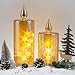 Produktbild Weihnachten Led Kerzen, Flammenlose Kerzen mit Timerfunktion, Batteriebetrieben Glas Led Kerzen mit Sternmuster, Dekoration für Tisch, Wohinzimmer, Schlafzimmer, Geburstag, Hochzeit (2 Set Beistern