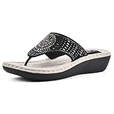 CLIFFS BY WHITE MOUNTAIN Cienna Women's Thong Sandal, Black/Fabric, 8 M