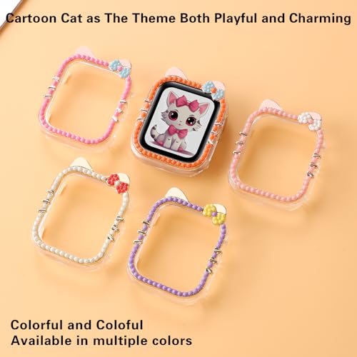 Cartoon Bumper Case Compatible with Apple Watch Cover for Women iWatch Series 9 8 7 41mm 45mm, Series 6 5 4 SE 2 40mm 44mm, Cute Cat Protective Face Cover Clear Hard PC Protector by FXLMEITW - Used condition - Image 5