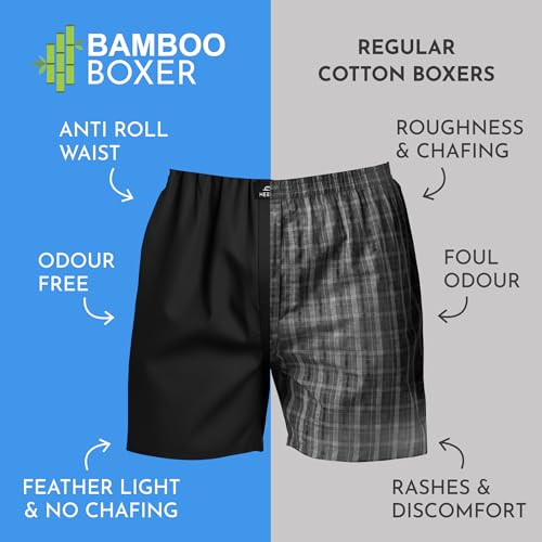 Image of HEELIUM Bamboo Boxers for Men | Odour Free & Breathable Boxer Shorts | 3X Softer Than Cotton | Comfortable & Durable Waistband | Relaxed Fit with Dual Pockets
