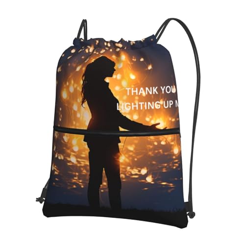 Drawstring Backpack Water Resistant String Bag Light up my life silhouette Sports Sackpack Gym Sack for Men Women