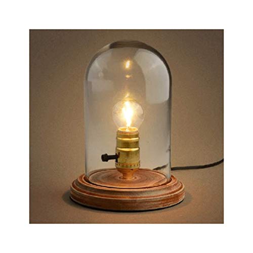 Lampada Campana in vetro con base in legno