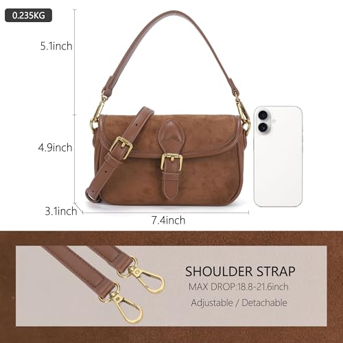 Angelkiss Small Crossbody Purses and Handbag for Women Suede Flap Phone Shoulder Bag with Long Adjustable Strap2