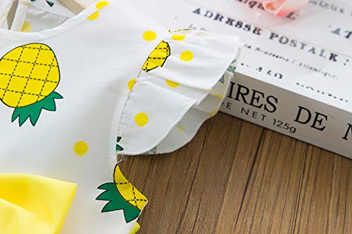 Gaoqi Vestidos para meninas gêmeos vestido de abacaxi estampado festa infantil meninas bebê laço cas