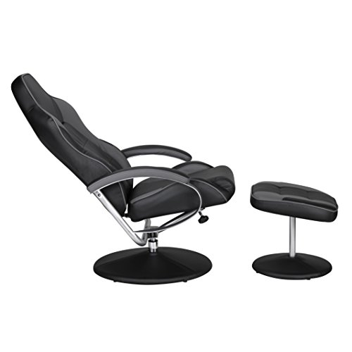 Relaxsessel Amstyle Fernsehsessel mit Hocker in Schwarz/Grau