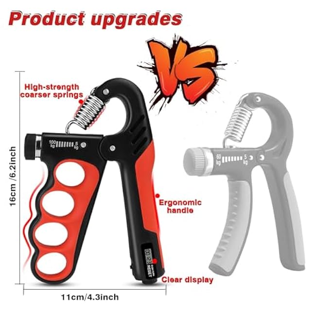 4Pcs Grip Strength Trainer Kit, 11-220lbs Adjustable Forearm Gripper, Finger Exerciser & Hand Strengthener Rehab, Wrist Exerciser Strengthener for Men