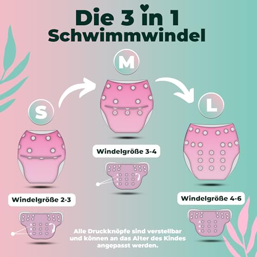 KIDVERSE Schwimmwindel Baby 0-3 Jahre - Set Schwimmwindeln wiederverwendbar – Ansicht 4