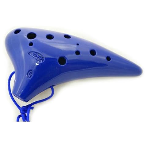 Zelda 12 Hole Submarine Type Plastic Alto Ocarina, Blue Cover