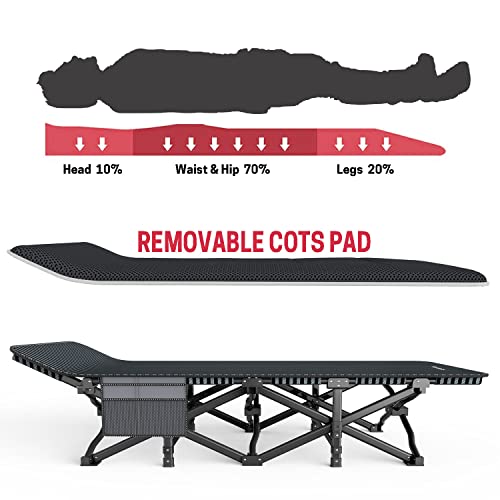 Atorpok Camping Cot For Adults With Cushion Comfortable, Tent Folding Cot For Sleeping, Lightweight Folding Bed With Carry Bag For Kids Supports 450 Lbs #TOP1