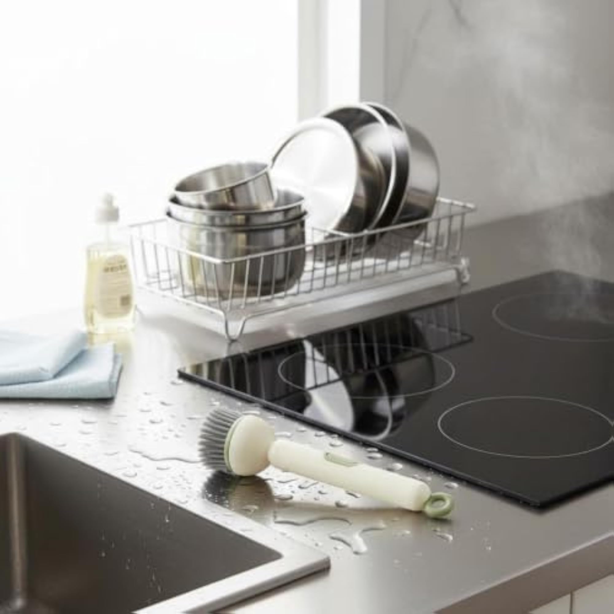 Soap Dispensing Dish Brush, Non-Scratch Bristles