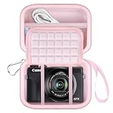 Lacdo Custodie fotocamere per Canon PowerShot G7 X Mark III/PowerShot G7 X Mark II Fotocamera 4K Vlogging, Custodia Rigida Portatile EVA per Fotocamera da Viaggio per Schede SD, Cavi USB, Rosa chiaro