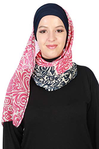 Aisha's Design Pre-tied Cotton Turbans for Women with Chiffon Shawl, Instant Scarf Hijab Stylish Design