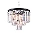 Maxax Crystal Modern Chandelier 7-Light Contemporary Hanging Ceiling Light Fixture 3-Tier Pendant Light with Adjustable Chain for Bedroom Living Room Dining Room Kitchen Girls Room, Black