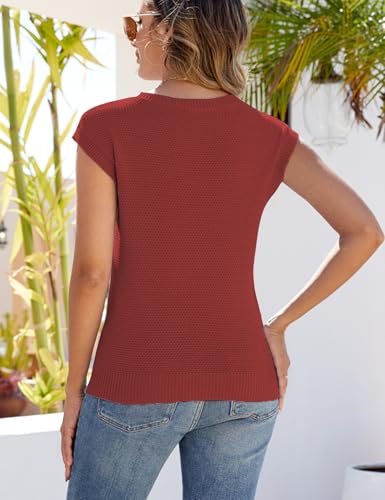 Image of CiCiBird Women Summer Cap Sleeve Sweaters Knit Crew Neck Pullover Tank Tops 2025 Casual Trendy Shirt