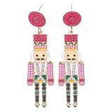 ifundom Pendientes de Cascanueces para Mujer y Niñas Aleación con Acabado de Gota de Aceite Diseño Moderno con Cuentas y Gemas de Imitación Color Violeta Burdeos para Fiestas y