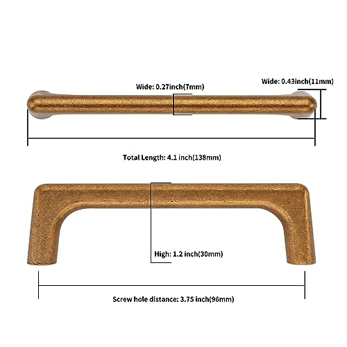 Image of Asidrama 10 Pack 3.75 Inch(96mm) Antique Brass Cabinet Pulls Vintage Retro Cabinet Handles Cupboard Handles Kitchen Cabinet Hardware for Cupboard Drawer Pulls